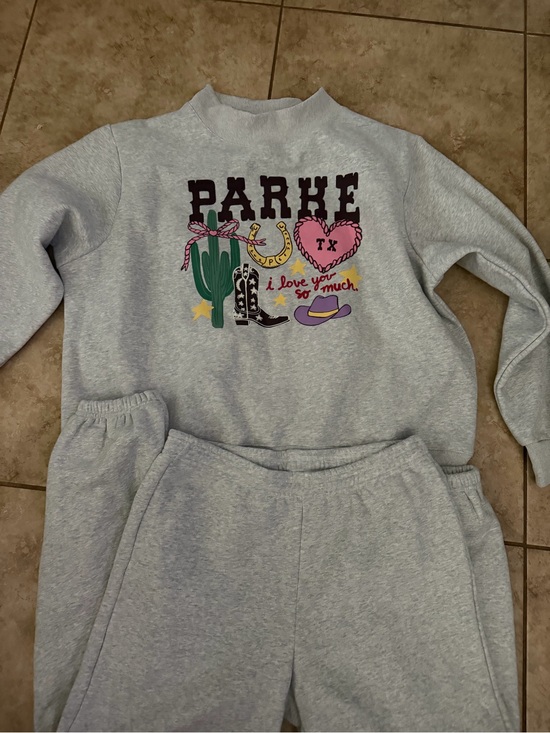 Parke Sweaters - Gray Graphic Sweatshirt and Jogger Set with Colorful Western Motif